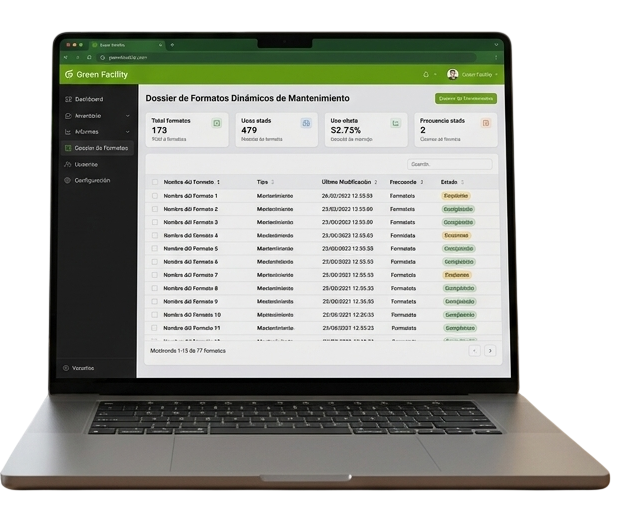 Dashboard administrativo Green Facility — Gerencia
